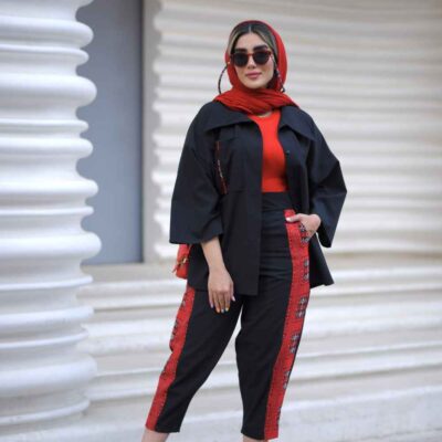 Ensemble manteau brodé persan & pantalon modèle Delbar
