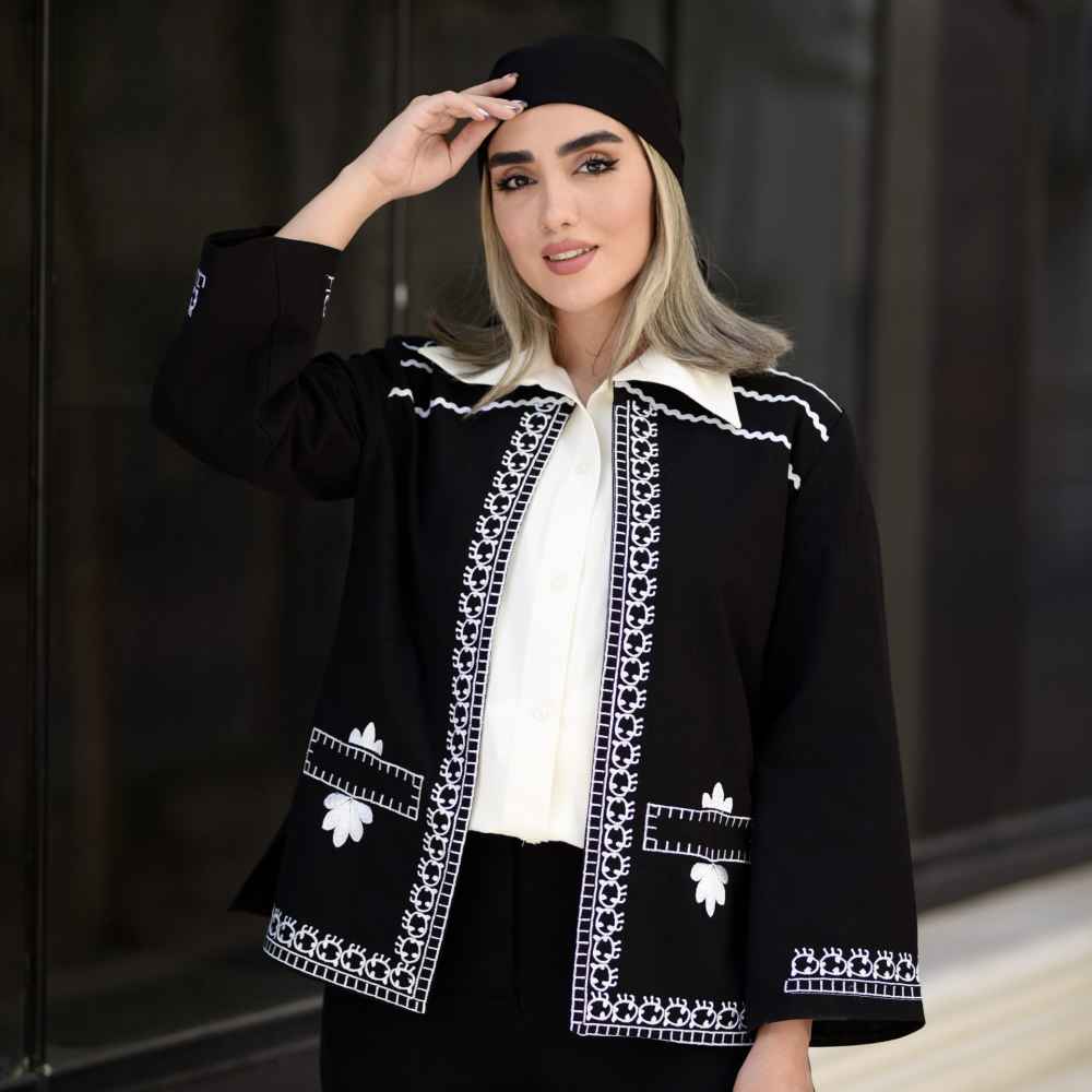Ensemble manteau brodé persan & pantalon modèle Helena