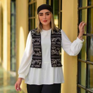 Gilet noir et blanc pour femmes persan modèle Ayda