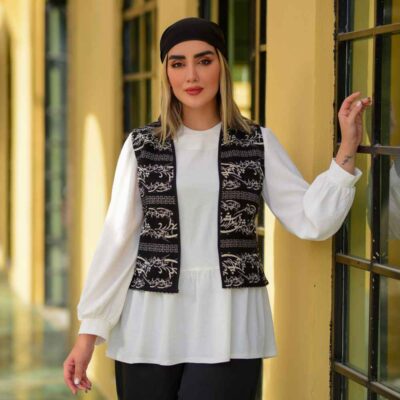 Gilet noir et blanc pour femmes persan modèle Ayda