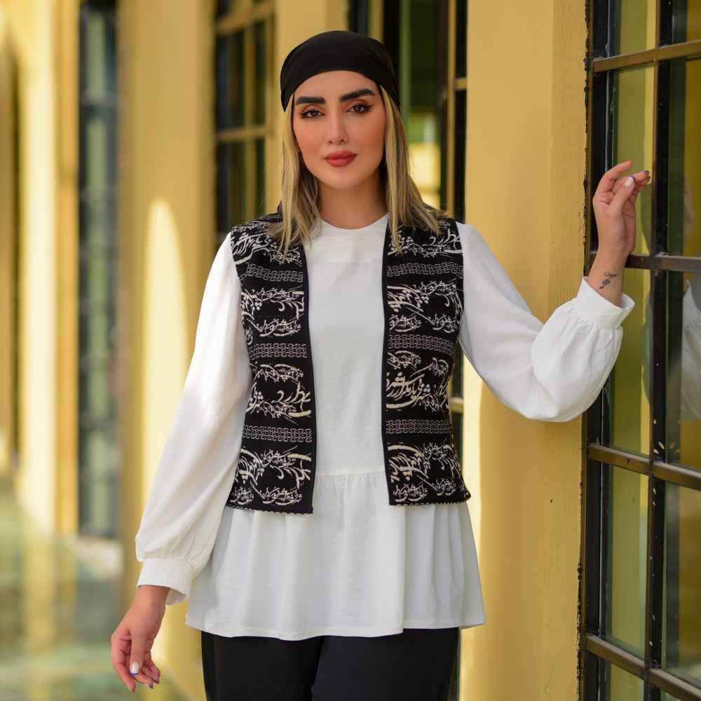 Gilet noir et blanc pour femmes persan modèle Ayda