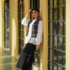 Gilet noir et blanc pour femmes persan modèle Ayda