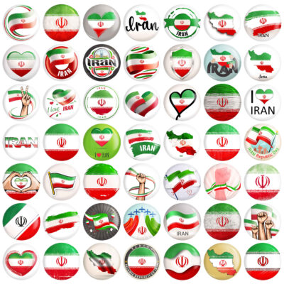 Ensemble de Badges à Épingle – Drapeau de l’Iran (49 pièces)
