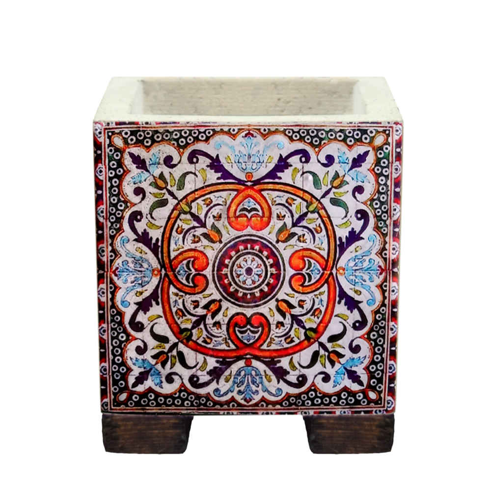 Vase décoratif persan en béton carré modèle Farimah