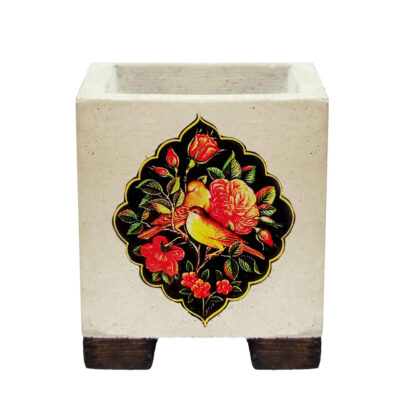 Vase décoratif persan en béton carré modèle Gol o Morgh