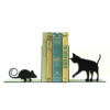 Serre-livres en métal thème chat – adapté pour bibliothèques ou bureaux à domicile