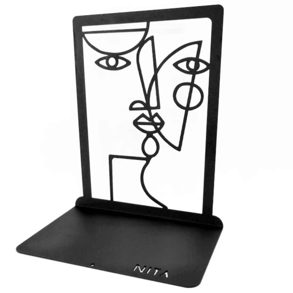 Metal Art Bookend for Shelf with the Design Face