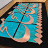 Calligraphie métallique persane en marqueterie, art du cuivre encadré, Hich