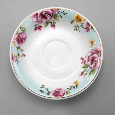 Assiette à thé persane – Porcelaine avec motif Berkeh (Lot de 6)