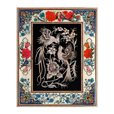 Art en cuivre gravé persan encadré fait main Farahnaz – Décoration murale traditionnelle