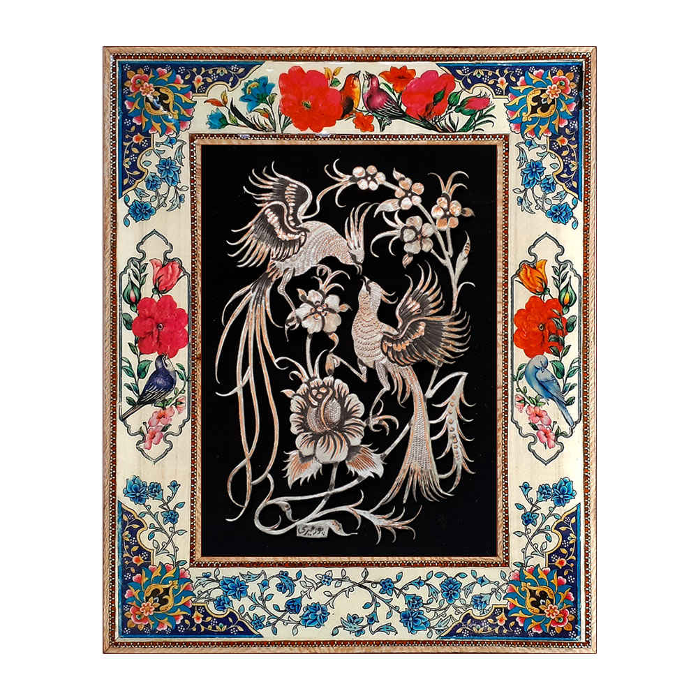Art en cuivre gravé persan encadré fait main Farahnaz – Décoration murale traditionnelle