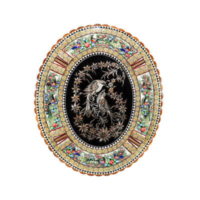 Art en cuivre gravé persan encadré fait main Rahil – Décoration murale traditionnelle