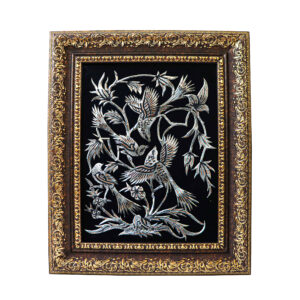 Art en cuivre gravé persan encadré fait main Tamana – Décoration murale traditionnelle