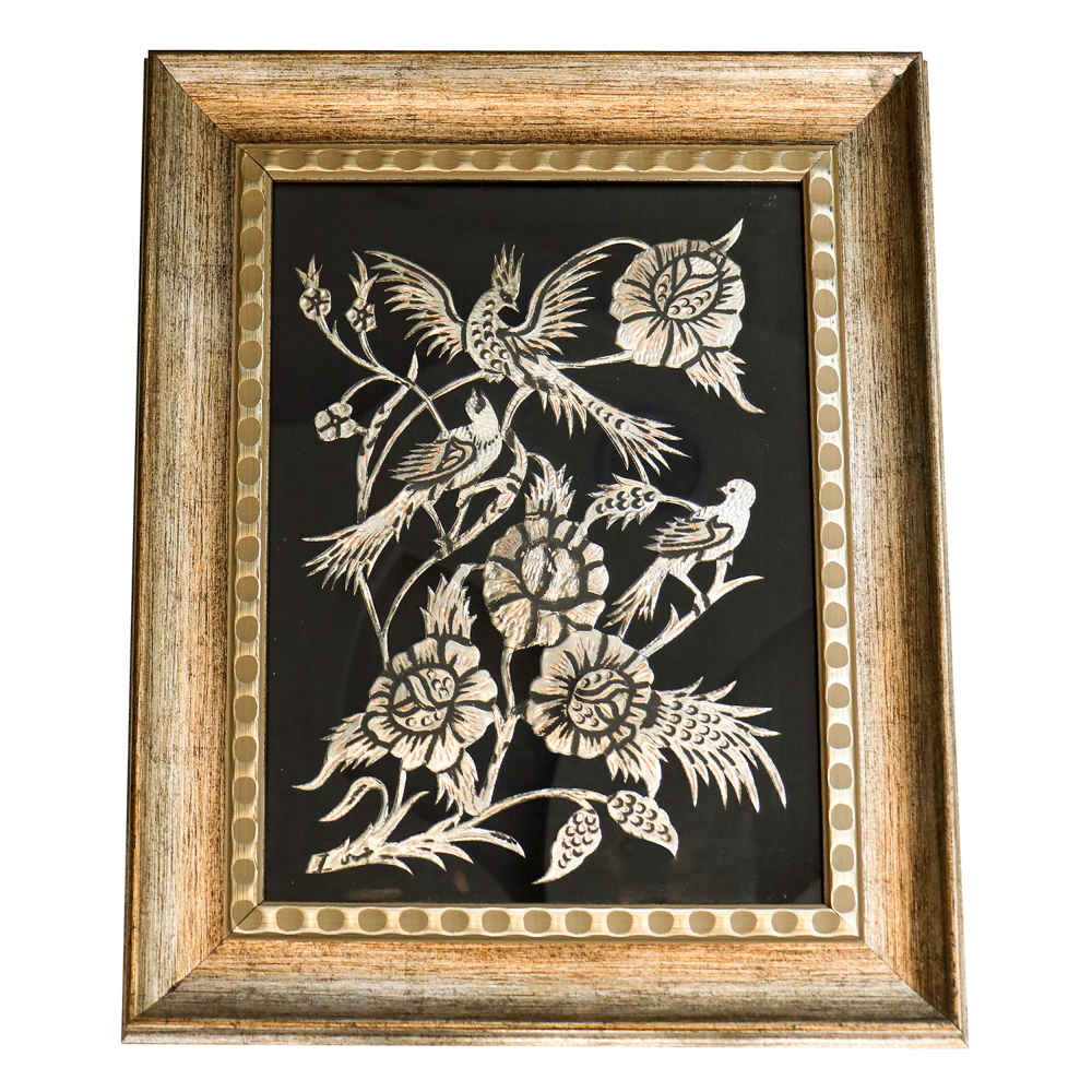 Art en cuivre gravé persan encadré fait main Taranom – Décoration murale traditionnelle