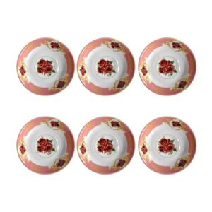 Assiette à thé persane – Porcelaine avec motif Floral Gole Sorkh (Lot de 6)