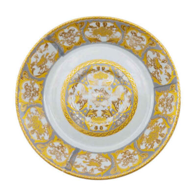 Assiette à thé persane – Porcelaine avec motif Roniz (Lot de 6)