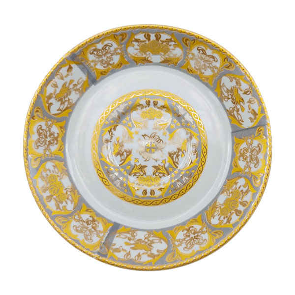 Assiette à thé persane - Porcelaine avec motif Roniz (Lot de 6)