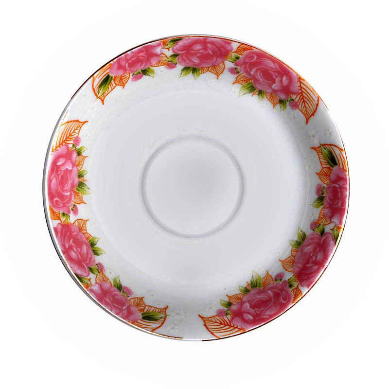 Assiette à thé persane - Porcelaine avec motif Rose (Lot de 6)