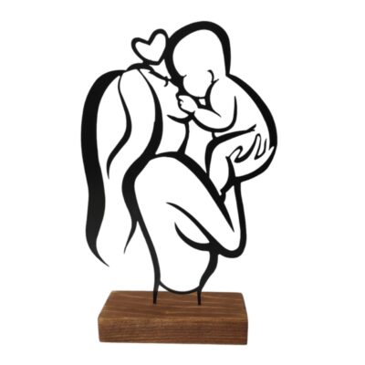 Sculpture d’art figurine minimaliste en métal – Mère