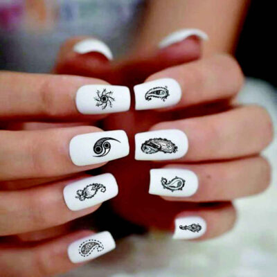 Autocollants pour Ongles Persans Auto-adhésifs avec Motif Paisley