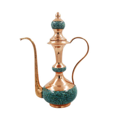 Flacon à eau de rose en cuivre persan – Incrusté de turquoise, Hasti
