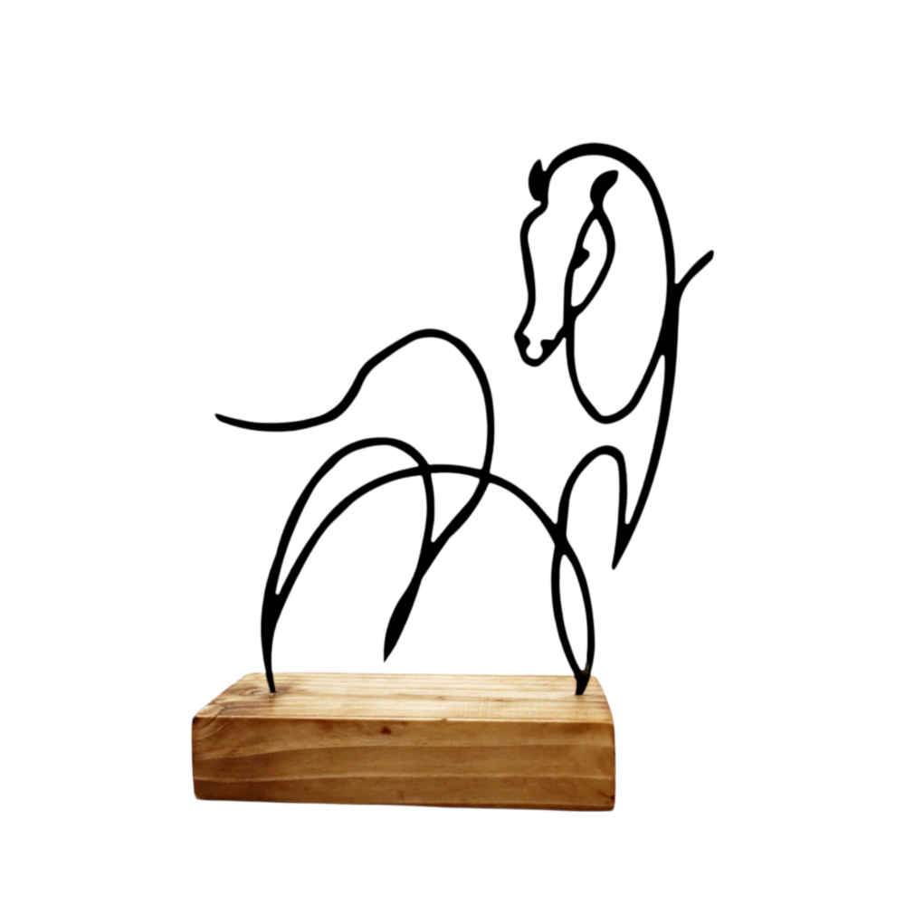 Sculpture d'art figurine minimaliste en métal - Cheval