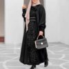 Abaya élégante pour femmes noire avec sequins scintillants