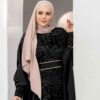 Abaya élégante pour femmes noire avec sequins scintillants