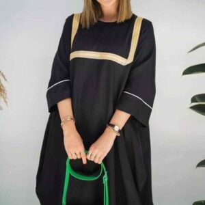 Abaya élégante pour femmes musulmanes avec tissu coton noir
