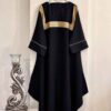 Abaya élégante pour femmes musulmanes avec tissu coton noir