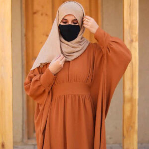 Abaya papillon traditionnelle pour femmes – Tissu crêpe orange doux