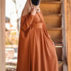 Abaya papillon traditionnelle pour femmes – Tissu crêpe orange doux