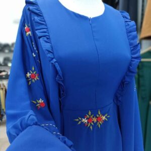 Abaya traditionnelle pour femmes musulmanes florale avec tissu crêpe doux