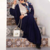 Abaya élégante pour femmes musulmanes avec tissu crêpe bleu marine floral