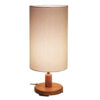 Lampe de table en bois minimaliste & de chevet – fait main avec abat-jour blanc Mitra