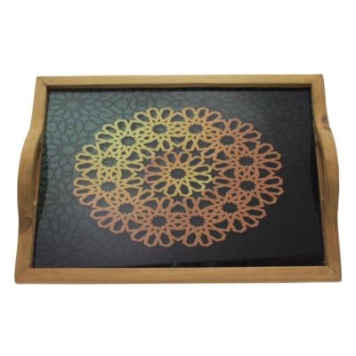 Plateau de service en bois persan – Mandala | Idéal pour le thé, le café et plus encore