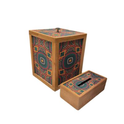 Ensemble corbeille et boîte à mouchoirs en bois – Modèle Sonati