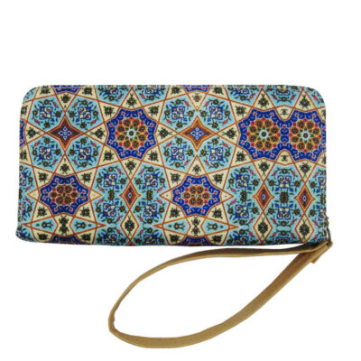 Portefeuille en tissu pour femmes avec motif inspiré de l’art persan Firoozeh