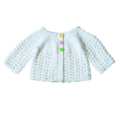 Pull tricoté pour nourrisson Modèle Nazanin (Blanc)