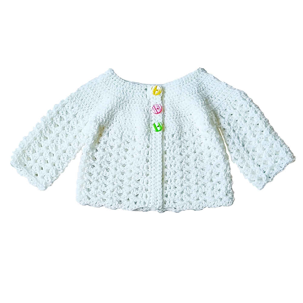 Pull tricoté pour nourrisson Modèle Nazanin (Blanc)