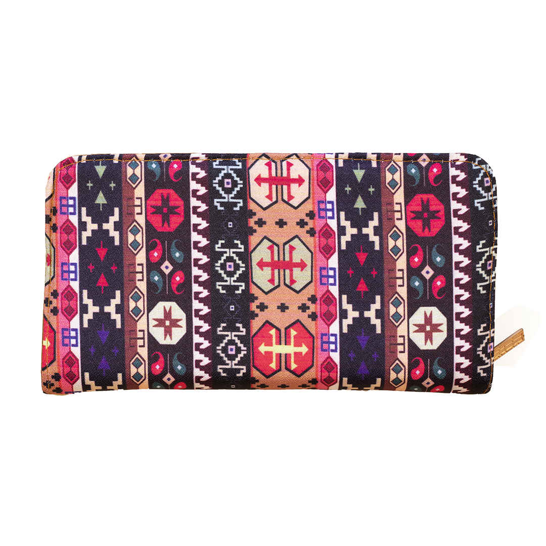 Portefeuille en tissu pour femmes avec motif inspiré de l'art persan Parham