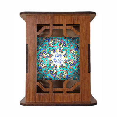 Porte-stylo en bois pour bureau avec motif calligraphique inspiré de la Perse Roshna