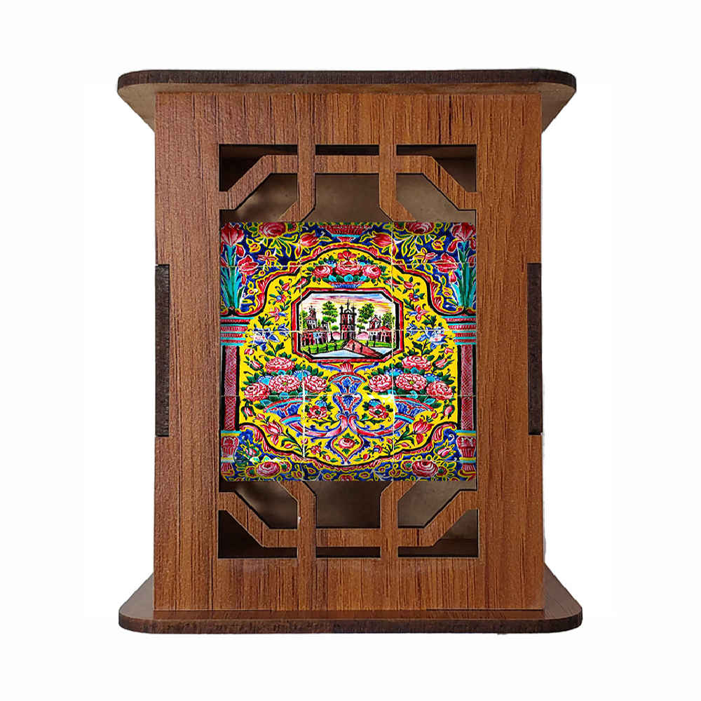 Porte-stylo en bois pour bureau avec motif calligraphique inspiré de la Perse Jardin