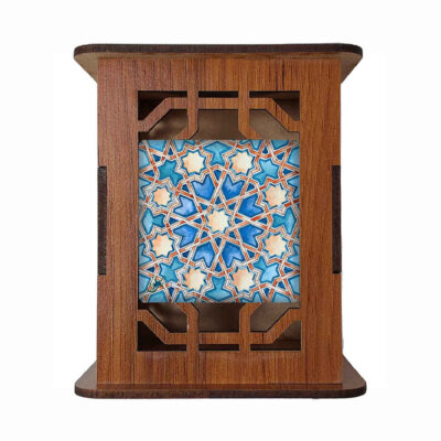 Motif Étoiles – Porte-stylo en Bois Fait Main avec Motifs Persans