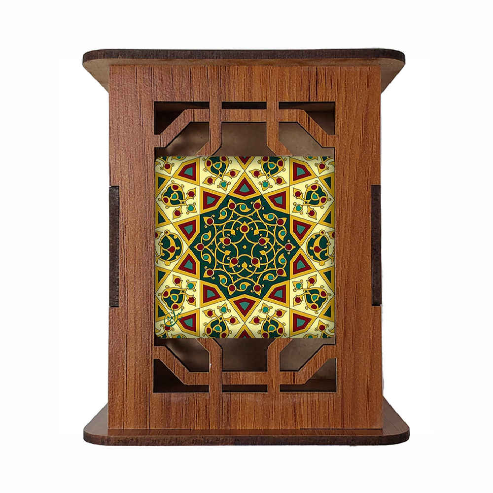 Porte-stylo en bois pour bureau avec motif calligraphique inspiré de la Perse Soleil
