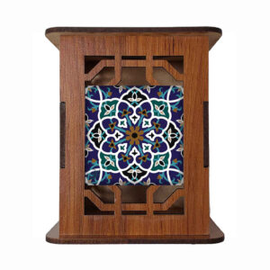 Porte-stylo en bois pour bureau avec motif calligraphique inspiré de la Perse Bleu
