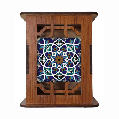 Design Bleu – Porte-stylo en Bois Persan Élégant pour Espaces de Bureau