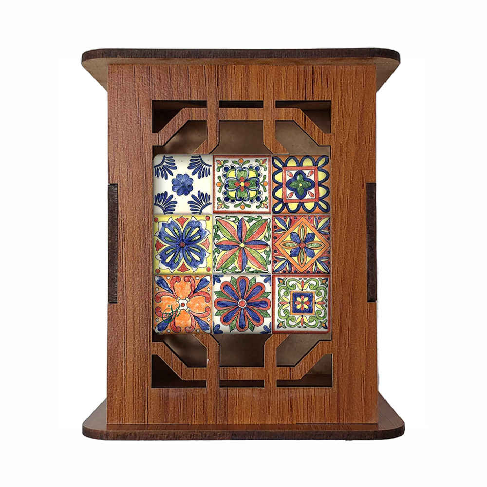 Porte-stylo en bois pour bureau avec motif calligraphique inspiré de la Perse Raha