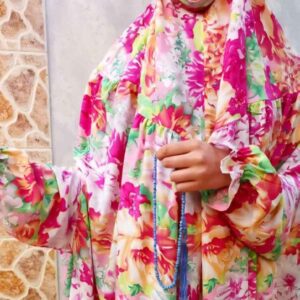 Tchador Islamique de Namaz avec Manches pour Femmes Idéal pour la Prière – Motif Floral Jasmine
