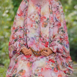 Tchador Islamique de Namaz avec Manches pour Femmes Idéal pour la Prière – Motif Floral Pari